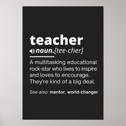 Poster Teacher Definition - Funny Teaching School Teacher (Devant)