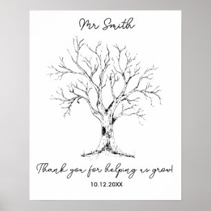 Poster Teacher fingerprint hand drawn tree "help us grow!