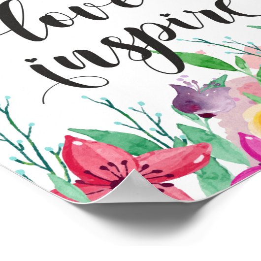 Poster Teacher Gift Teach Love Inspire Quote Floral Text (Coin)