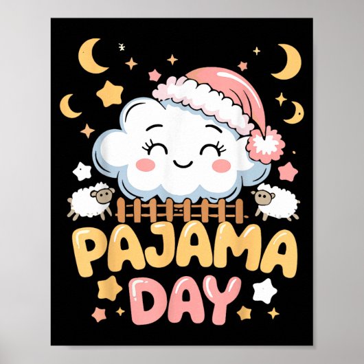 Poster Teacher Pajama Day Shirt, Funny Cloud Sleever Scho (Devant)
