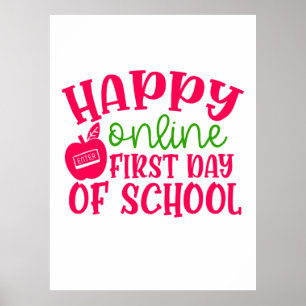 Poster Teacher's Day Happy Online First Day Of School