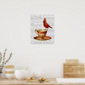 Poster Teacup Et Cardinal Rouge (Cuisine)