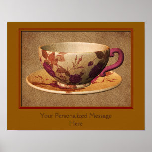 Poster Teacup Et Saucer Ajoutez Votre Propre Citation