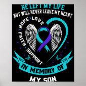 Poster Teal And Purple Suicide Awareness Ribbon In Memory (Devant)