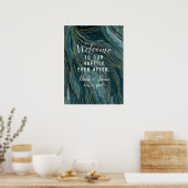 Poster Teal Blue Gold Abstract Watercolor Wedding Sign (Cuisine)