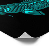 Poster Teal Blue Haida Spirit Fish on Black (Coin)