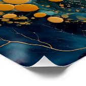 Poster Teal Gold Fluid Art Abstract (Coin)