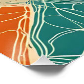 Poster Teal, Orange, and Tan Abstract Flowers (Coin)