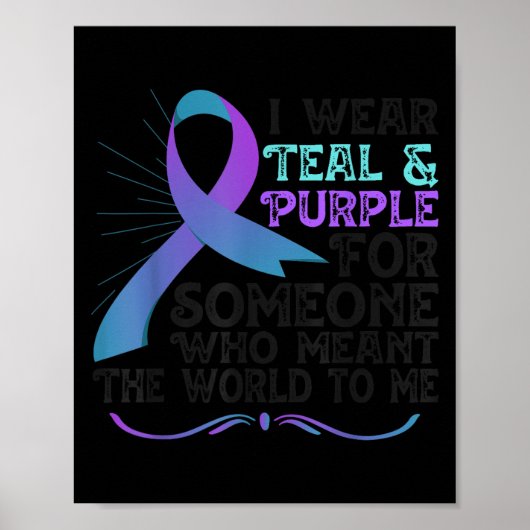 Poster Teal Purple Ribbon For Suicide Prevention Awarenes (Devant)