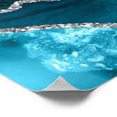 Poster Teal Silver Agate Wedding Seating Chart 8 Table (Coin)