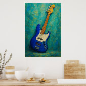 Poster Teal Tones Bass - Abstract Electric Guitar (Cuisine)