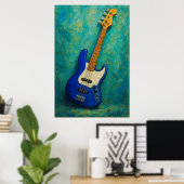 Poster Teal Tones Bass - Abstract Electric Guitar (Bureau à domicile)