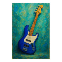 Teal Tones Bass - Abstract Electric Guitar