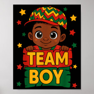 Poster Team Boy Black Kids Gender Reveal Baby Annonce