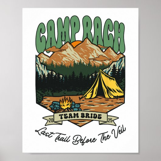 Poster Team Bride Retro Camp Bach Camping Bachelorette Es (Devant)