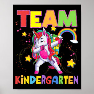 Poster Team Kindergarten Dabbing Unicorn Retour À L'École