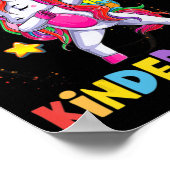 Poster Team Kindergarten Dabbing Unicorn Retour À L'École (Coin)