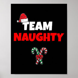 Poster Team Naughty Nice Funny Vacances Noël T Chemise