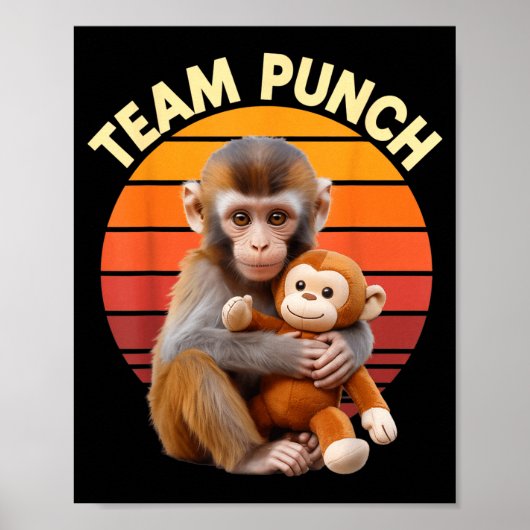 Poster Team Punch Monkey Plush Retro Sun (Devant)