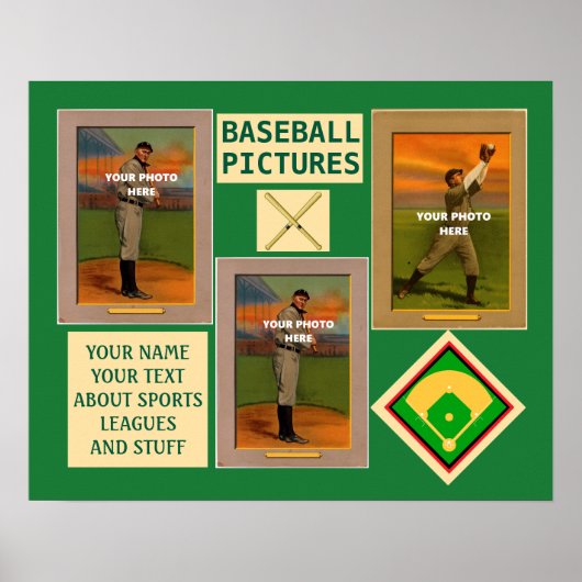 Poster Team Sports Baseball Your Photo and Text (Devant)