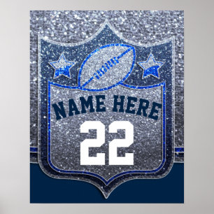 Poster Team Sports Blue & Silver Glitter College Football