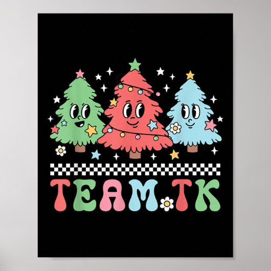 Poster Team Tk Teacher Christmas Sweater Retro Xmas Tree  (Devant)