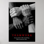 Poster Teamwork Motivational Inspirational Quote Hands (Devant)