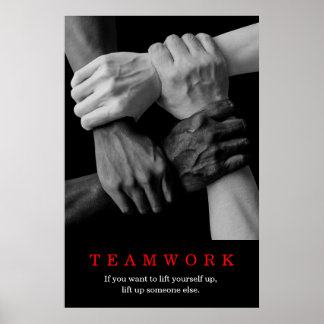 Poster Teamwork Motivational Inspirational Quote Hands