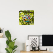 Poster Teapot Birdhouse avec Fleurs (Bureau à domicile)