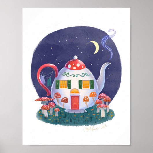 Poster Teapot de champignon Art Imprimer (Devant)