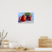 Poster Teapot rouge & Teapup (Cuisine)