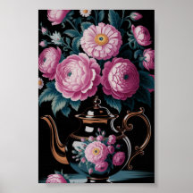 Teapot vintage & Bloom Wall art