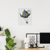 Poster Teapot volant 3 bleu et jaune (Bureau à domicile)