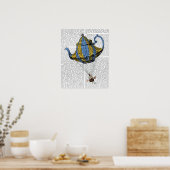 Poster Teapot volant 3 bleu et jaune (Cuisine)
