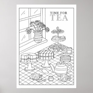 Poster Teatime Tea Party Qualité do-it-yourself Colorier 