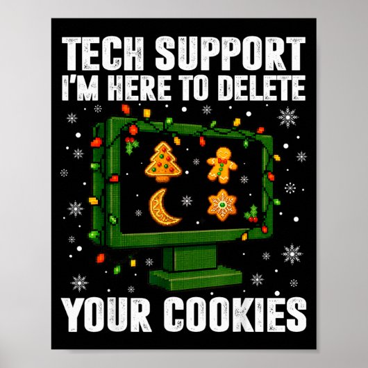 Poster Tech Support Supprimez Vos Cookies Hommes Noël Aff (Devant)