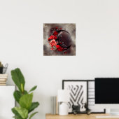 Poster Técherie | Lune de croissant avec des roses rouges (Bureau à domicile)