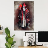 Poster Técherie | Sorcière rouge aux ombres gothiques du  (Bureau à domicile)