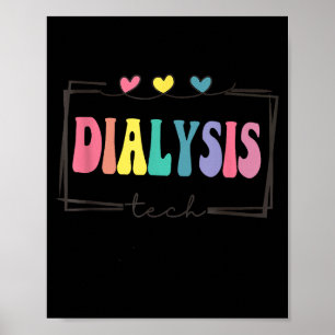 Poster Technicien de dialyse aux coeurs vintage colorés N