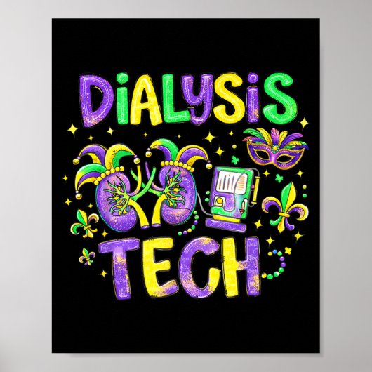 Poster Technicien de dialyse Infirmière Mardi Gras Illust (Devant)