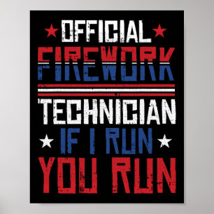 Poster Technicien en feux d'artifice 4 juillet drôle Usa