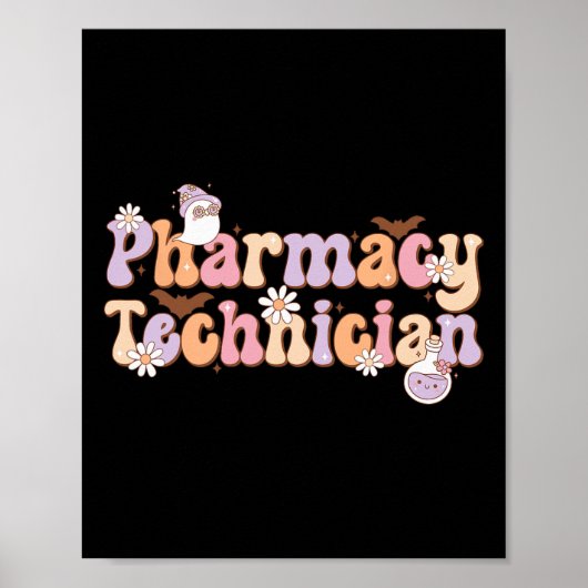 Poster Technicien en pharmacie rétro Halloween Éffrayant (Devant)