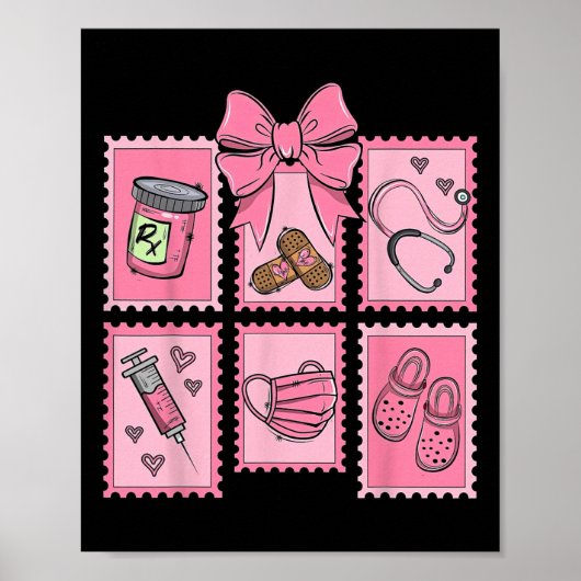 Poster Technicien en pharmacie Stamp Bow Pharmacy Pill Cp (Devant)