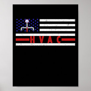 Poster Technicien HVAC Hommes Drapeau américain États-Uni