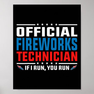 Poster Technicien officiel de feux d'artifice 4 juillet P