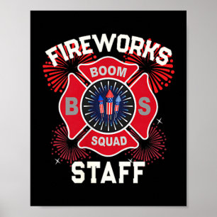 Poster Technicien patriotique de feux d'artifice mignons