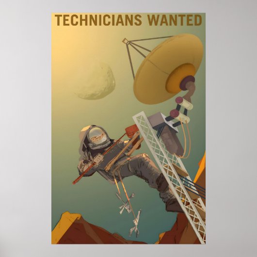 Poster Techniciens Recherchés Rétro Style Classique Mars (Devant)