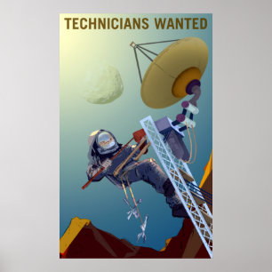 Poster Techniciens vintages Recrutement Recherché Mars