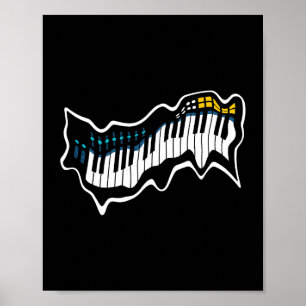 Poster Techno Piano Funny EDM Music Rave Party Raver Musi