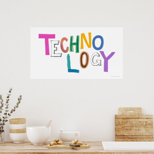 Poster Technologie moderne mot art technique geek amusant (Cuisine)